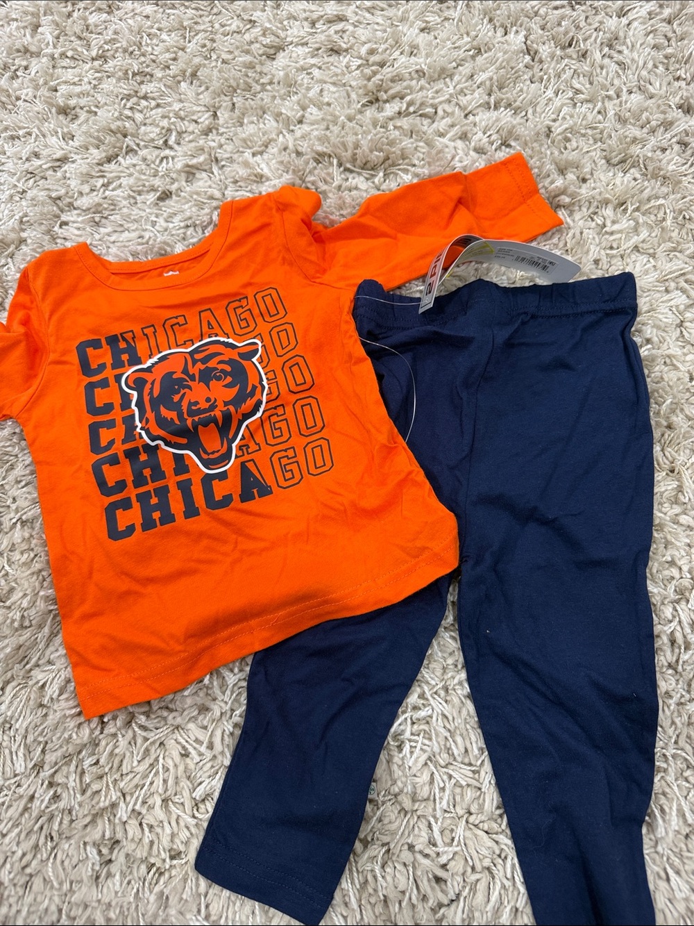Chicago Bear Graphic Kids Matching Set in Orange and Navy